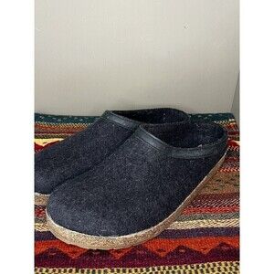 Haflinger Wool Slip On Clogs Mules Dark Gray Wool Mens 50